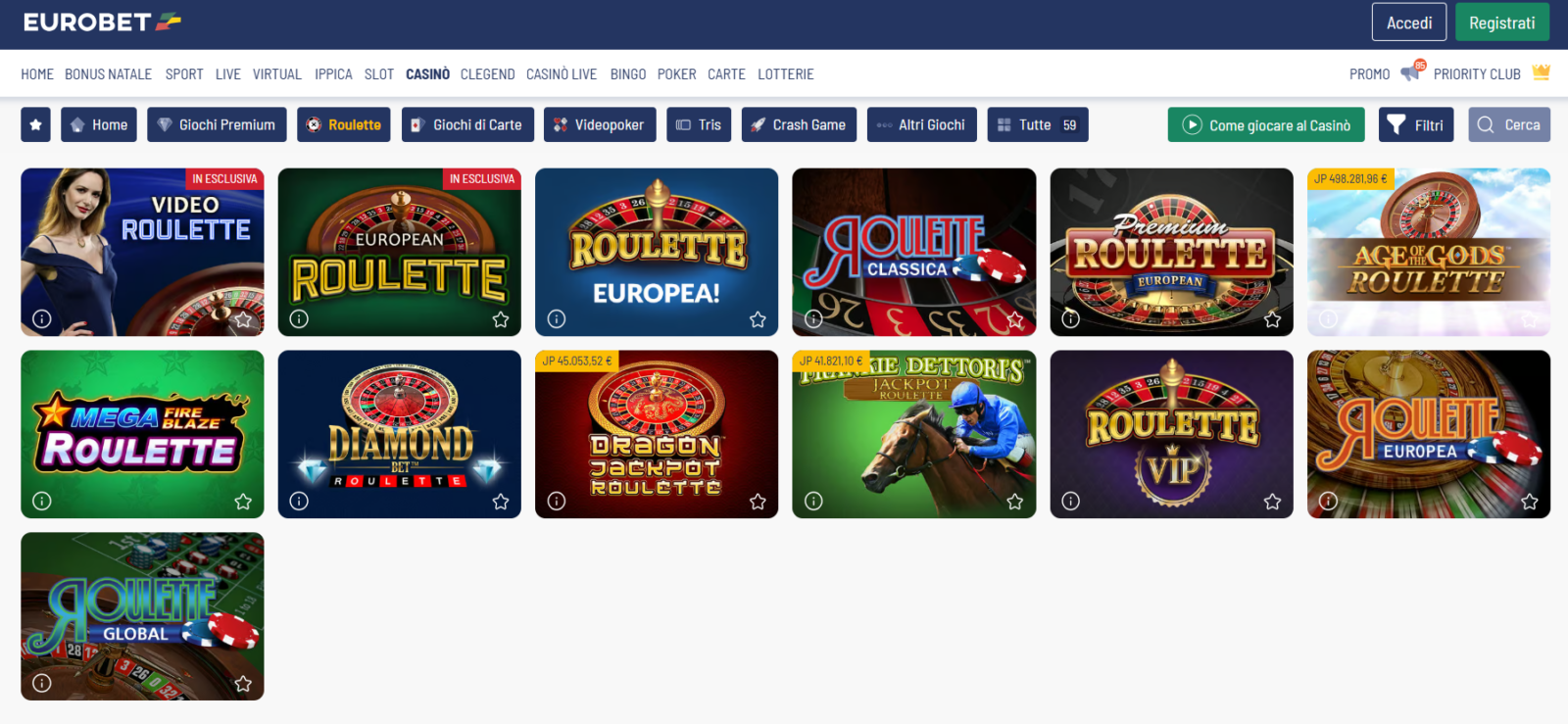 Eurobet Casino online
